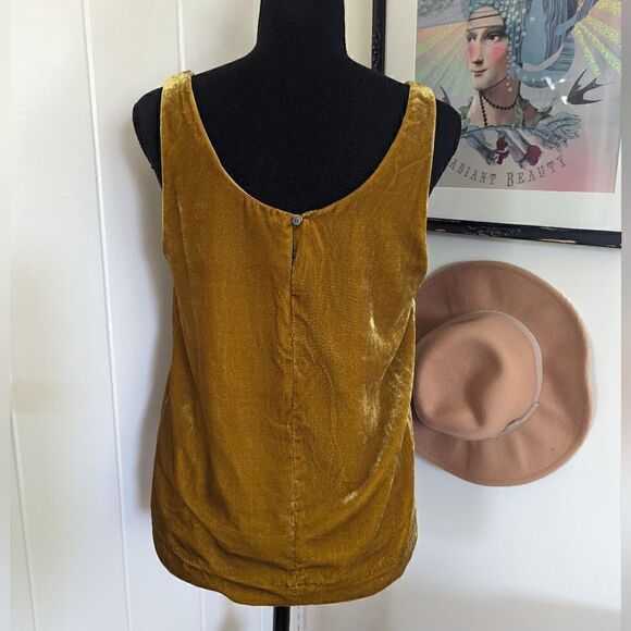 J. Crew Vintage Gold Pullover Sleeveless Velvet Top 6 Coastal Cowgirl Boho - Picture 10 of 15